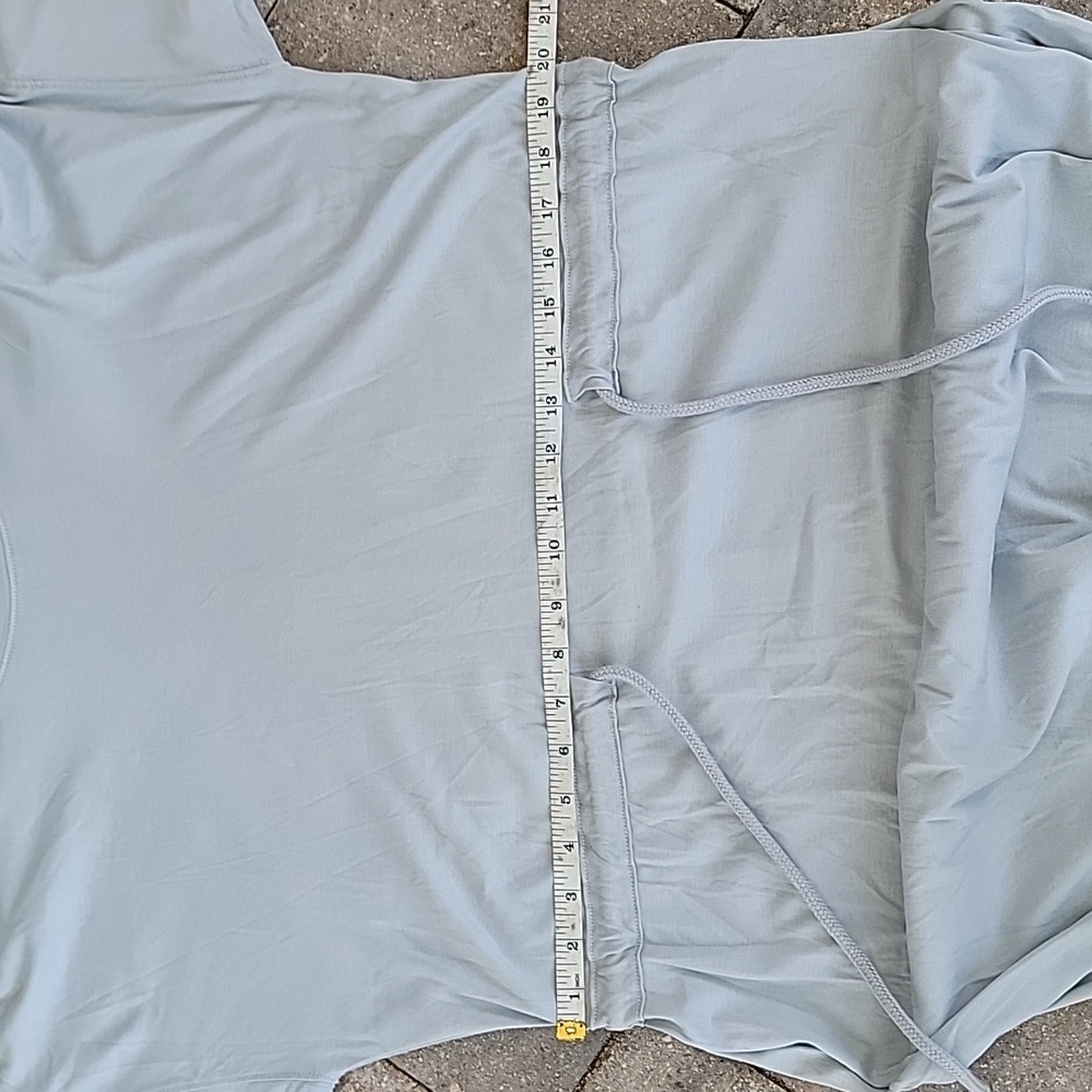 Everlane Cotton Tee Dress Tie Front Sz M Blue Gray One Side Slit Relaxed Fit - Picture 7 of 12